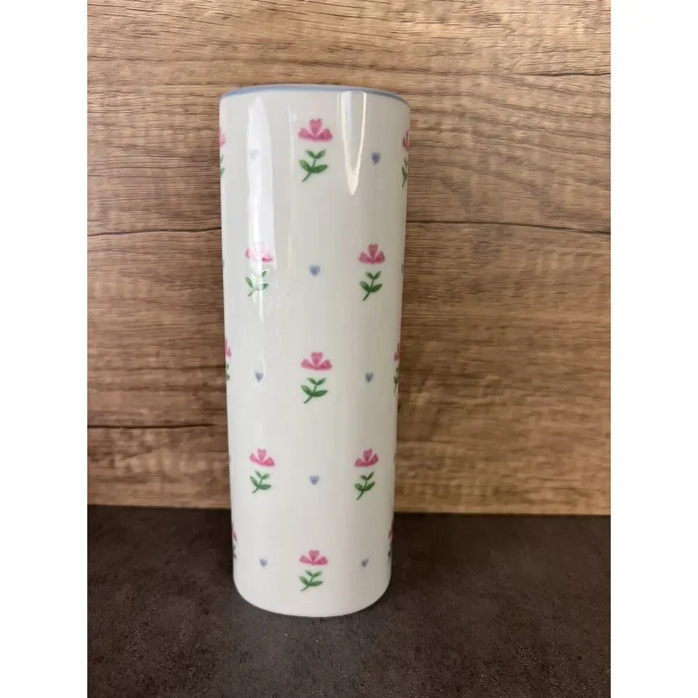 Vintage FTD Floral Hearts White Porcelain 6.5 Bud Vase Japan